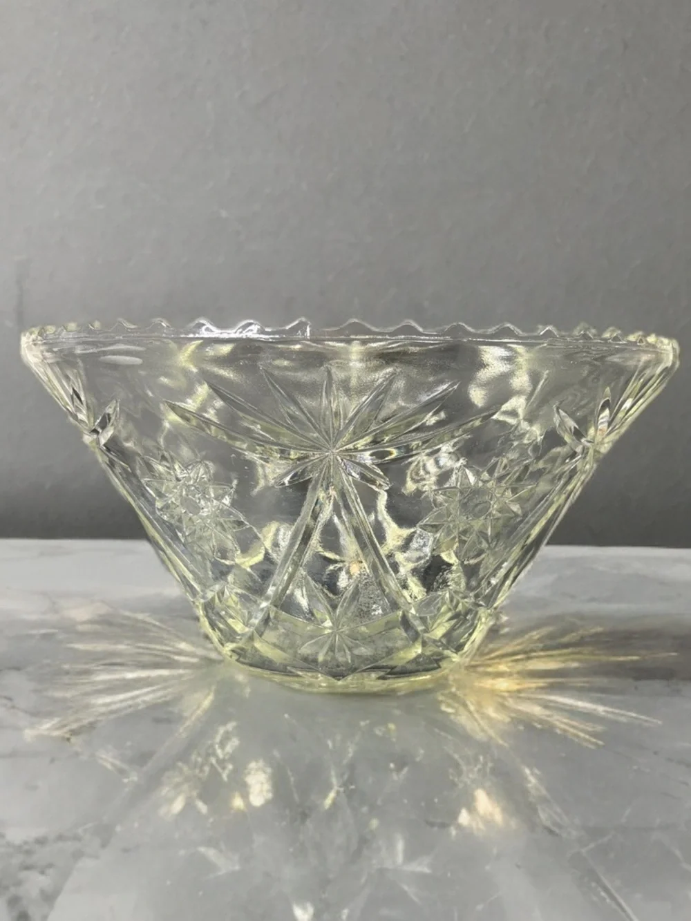 Vintage Anchor Hocking Early American Pre scut Star of David Punch Bowl.